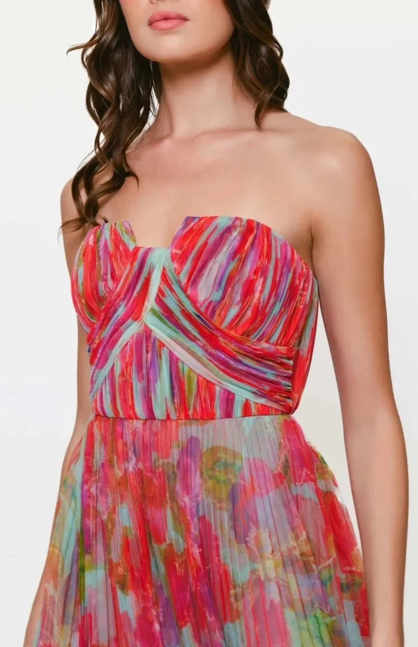 New Anthropologie Hutch Red Floral Pleated Midi Dress Size 16